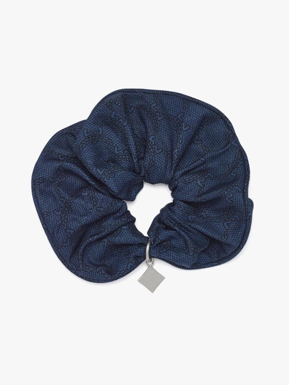 MCM Lauretos Monogram Scrunchie in Cotton and Silk Navy Blazer Blue NWT - Picture 2 of 5